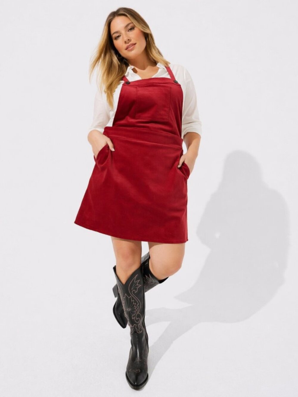 NWT Torrid Rhubarb Corduroy Skirtall Jumper Dress 1X 14/16 Pinafore Pockets